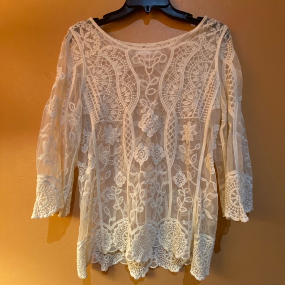 XHILARATION SHEER LACE TOP - Picture 2 of 8